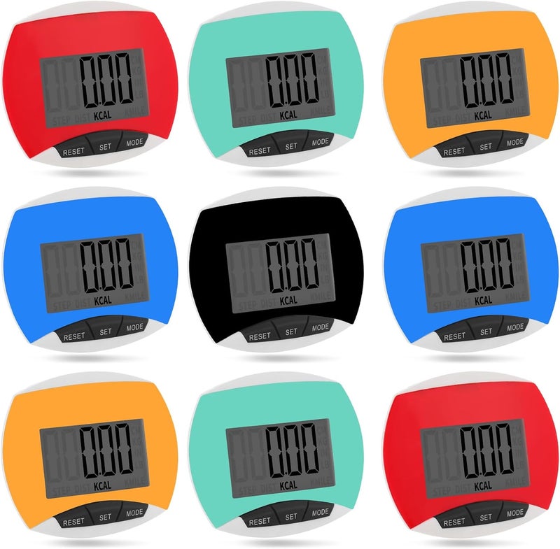 Copkim 9 Pcs Simple Pedometers Bulk for Walking Steps and Miles Walking Step Counters with Calories Burned Portable Clip Step Tracker for Seniors Man Women Jogging Hiking Running - Image 1